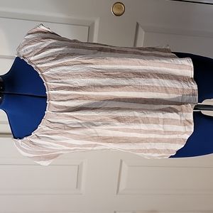 EUC Lauren Conrad XL Linen/Rayon Tan and Ivory Top